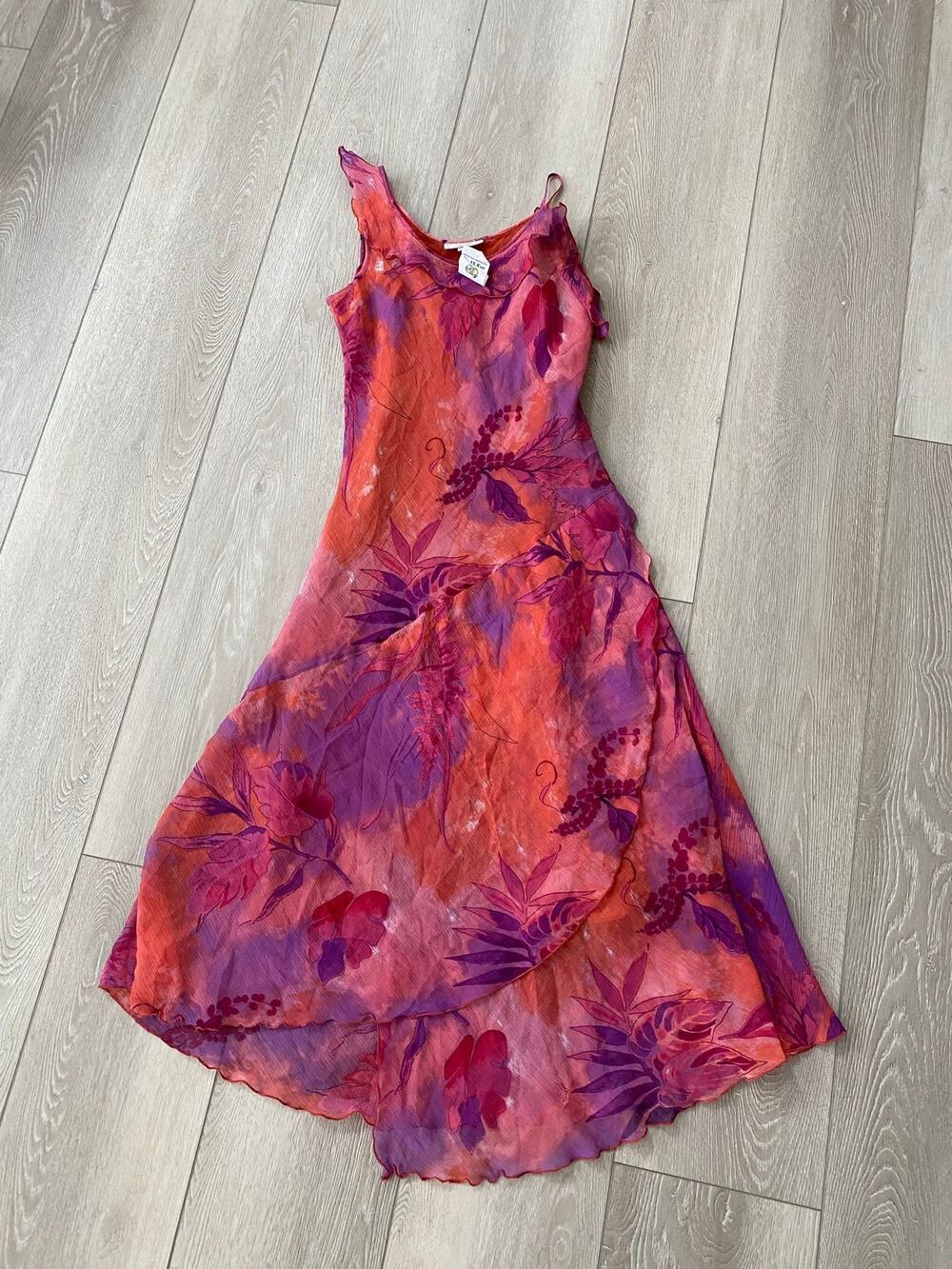 Bleu Bonheur Y2K Floral Fairy Asymmetrical Midi Dress Size 6